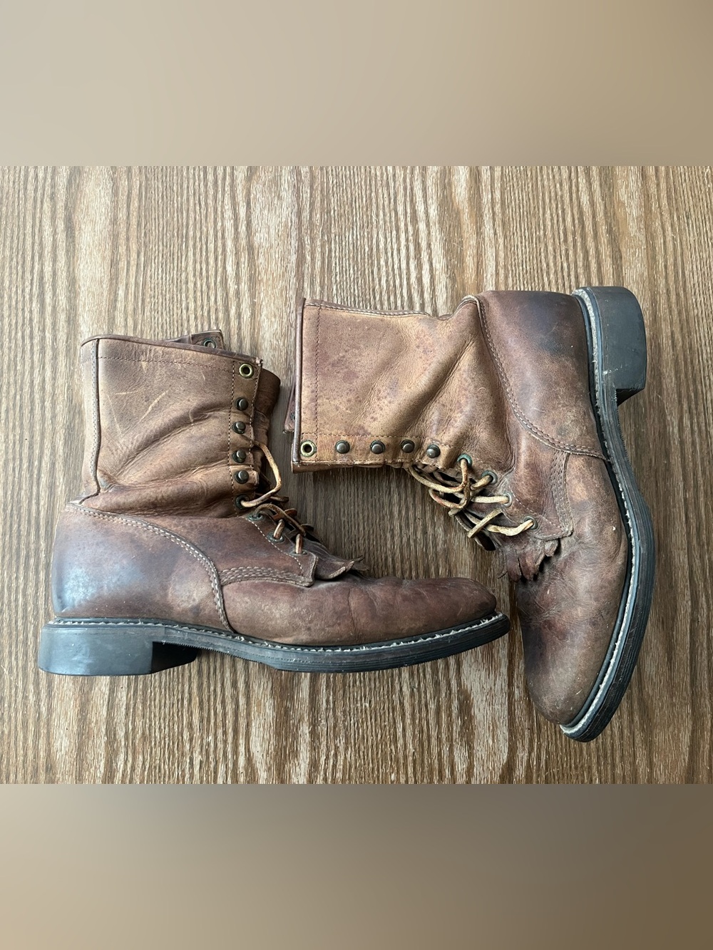 Justin Boots 0575 Men’s Brown Leather Lace-Up Workwear Boots size 8D